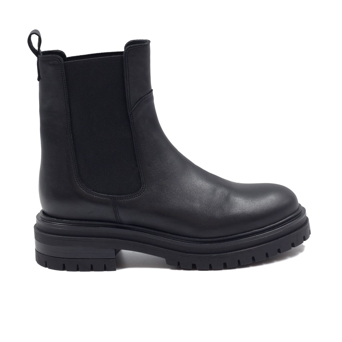 Bottines Chelsea crantées cuir lisse noir, JULES & JENN