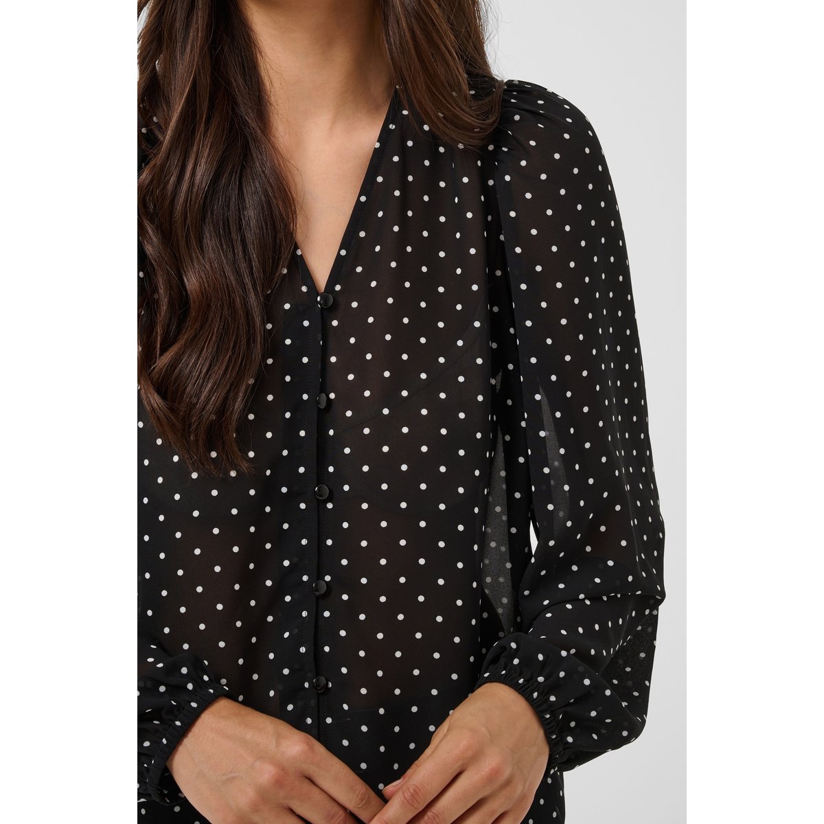 Á manches longues noir black w. white dot, KAFFE