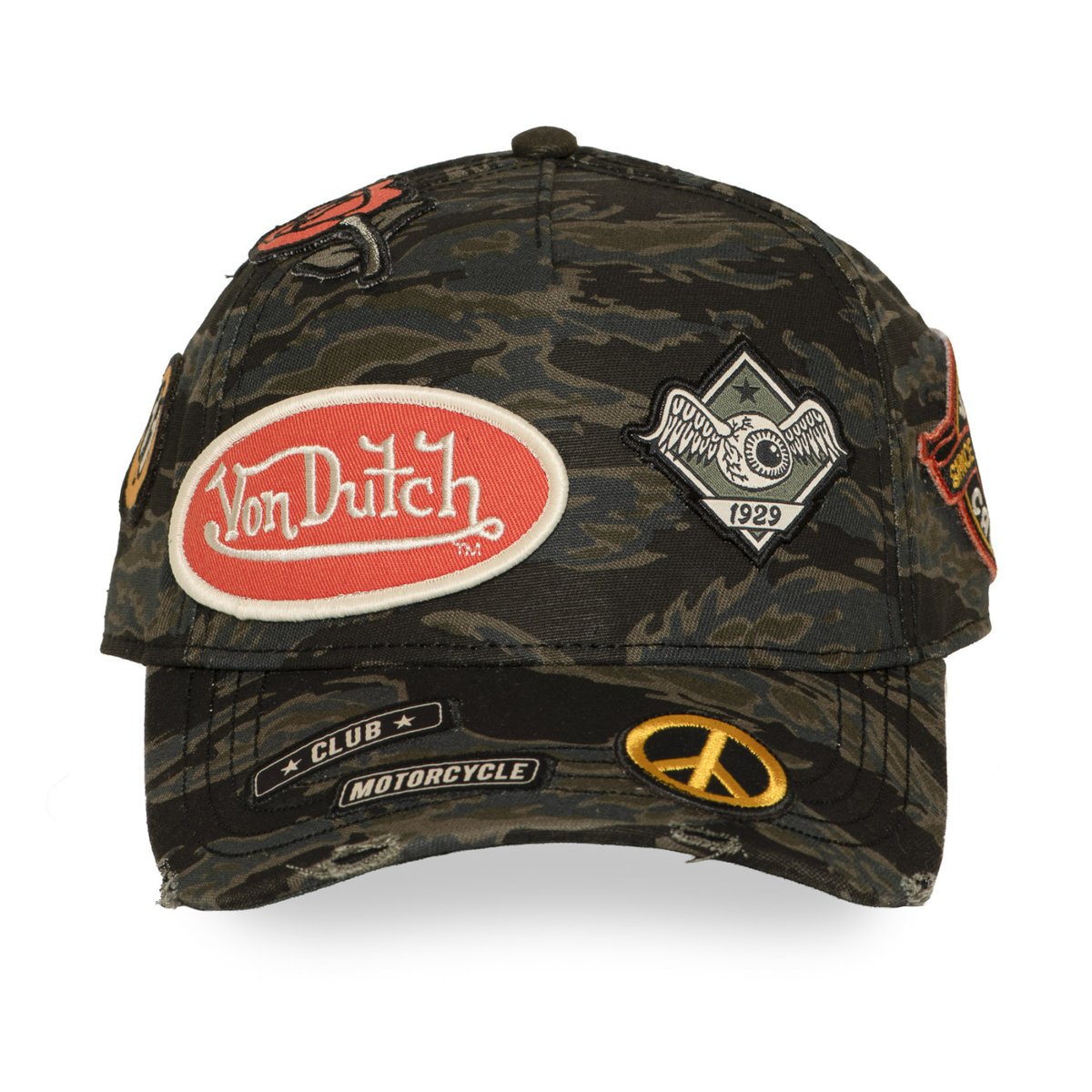 Casquette baseball KAMO kaki foncé/marron/noir/orange, VON DUTCH