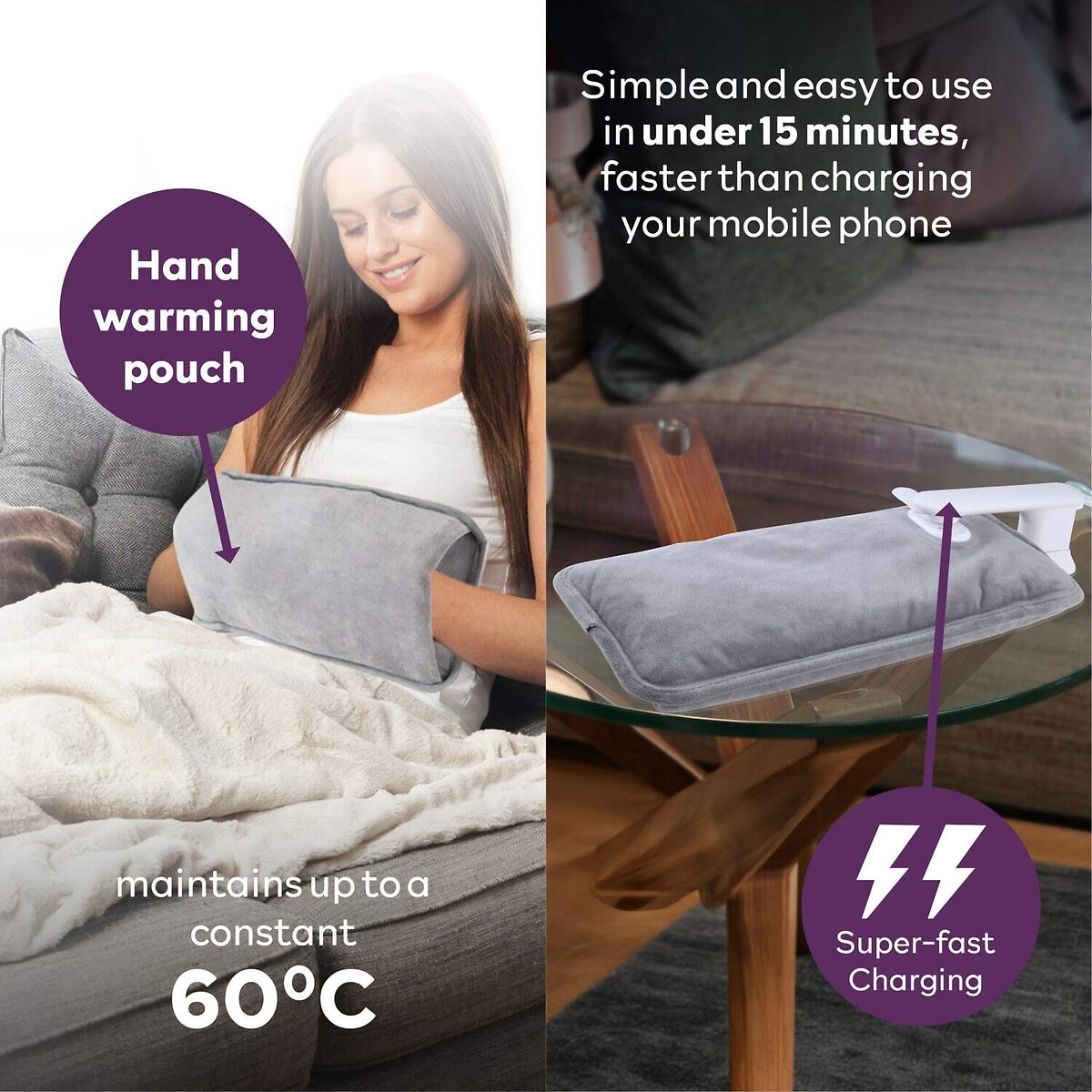 Spa Rechargeable Hot Water Bottle grey, CARMEN