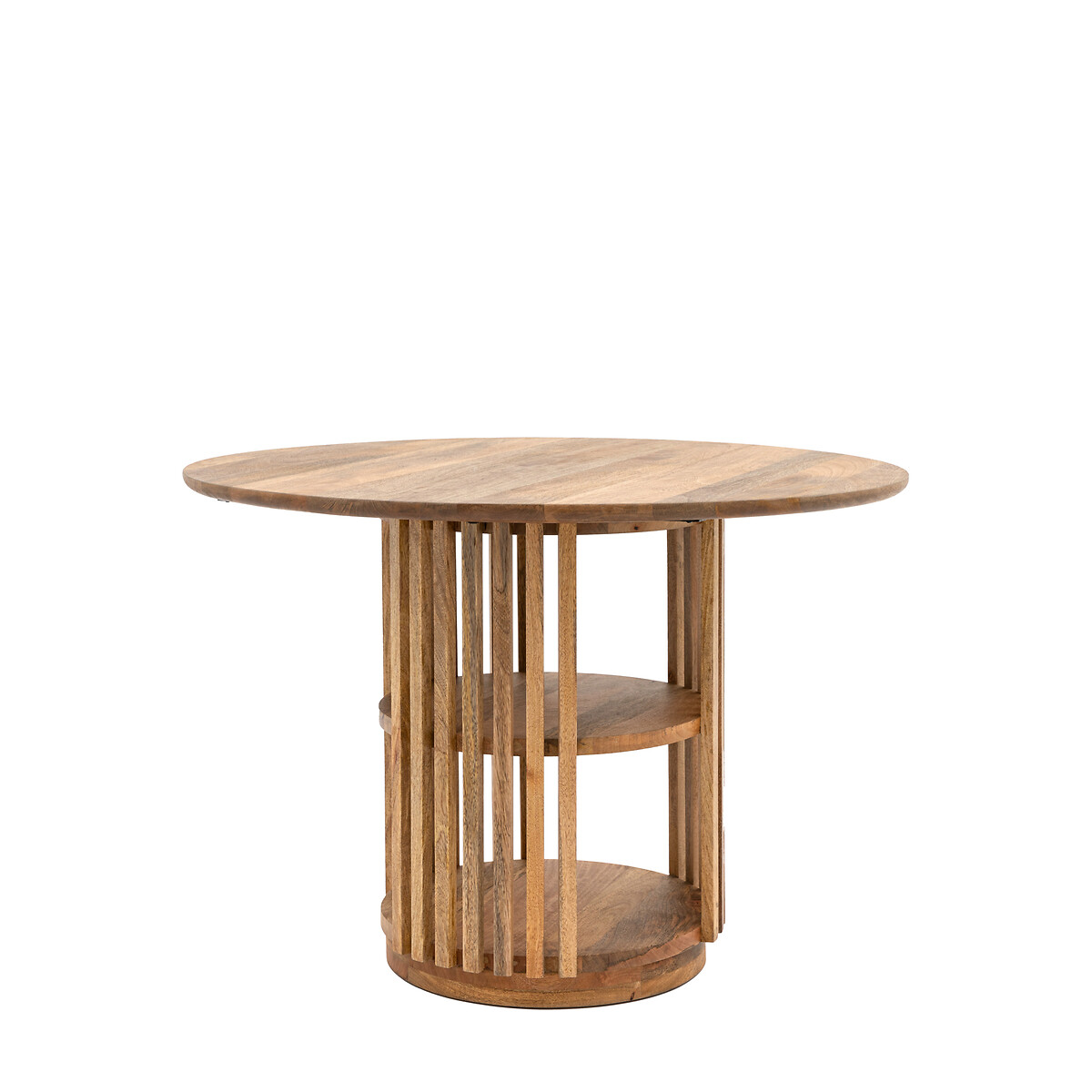 Harora Slatted Mango Wood Dining Table with Storage Shelves (Seats 4) acacia, SO'HOME