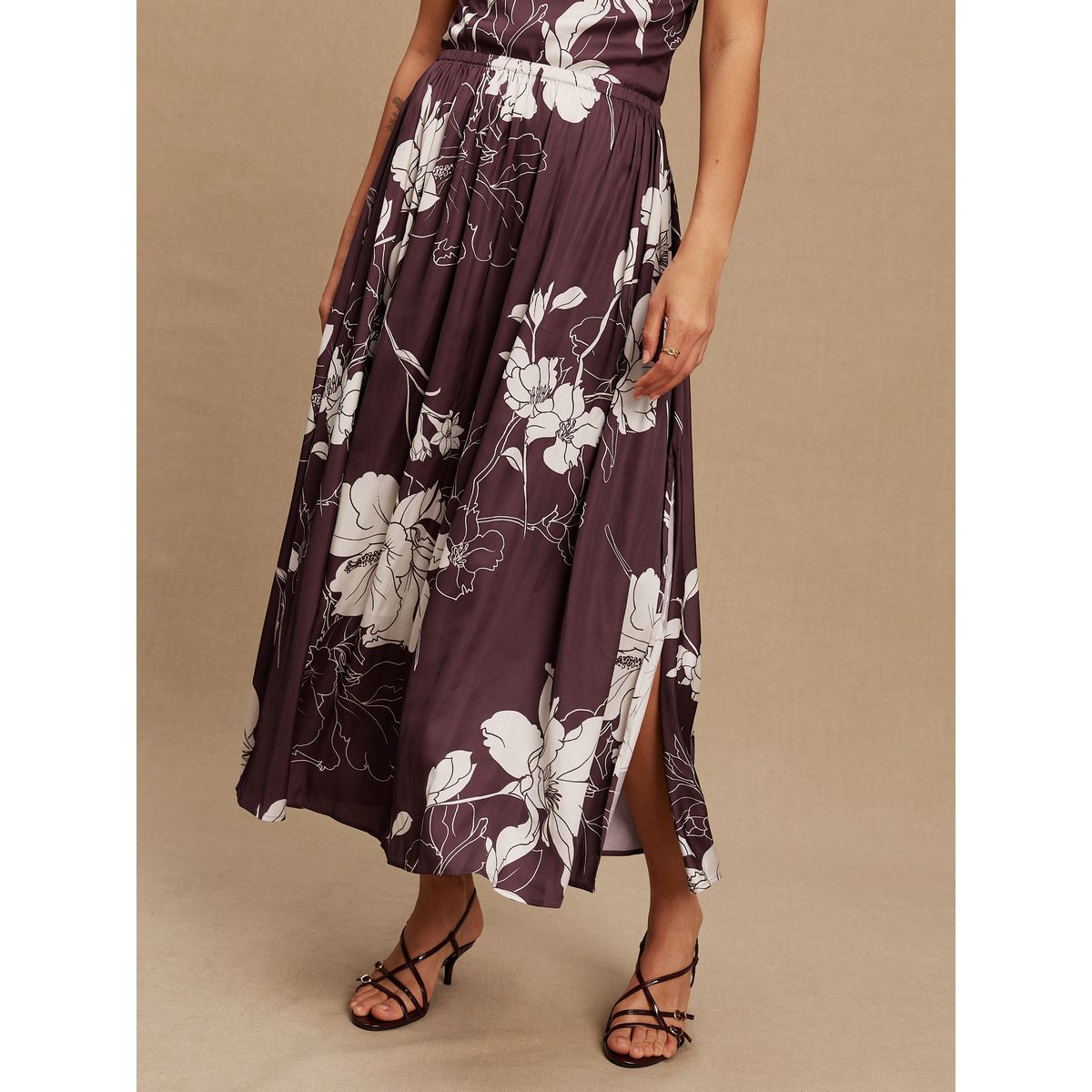 Jupe midi en satin kew collection bordeaux/écru, NEXT
