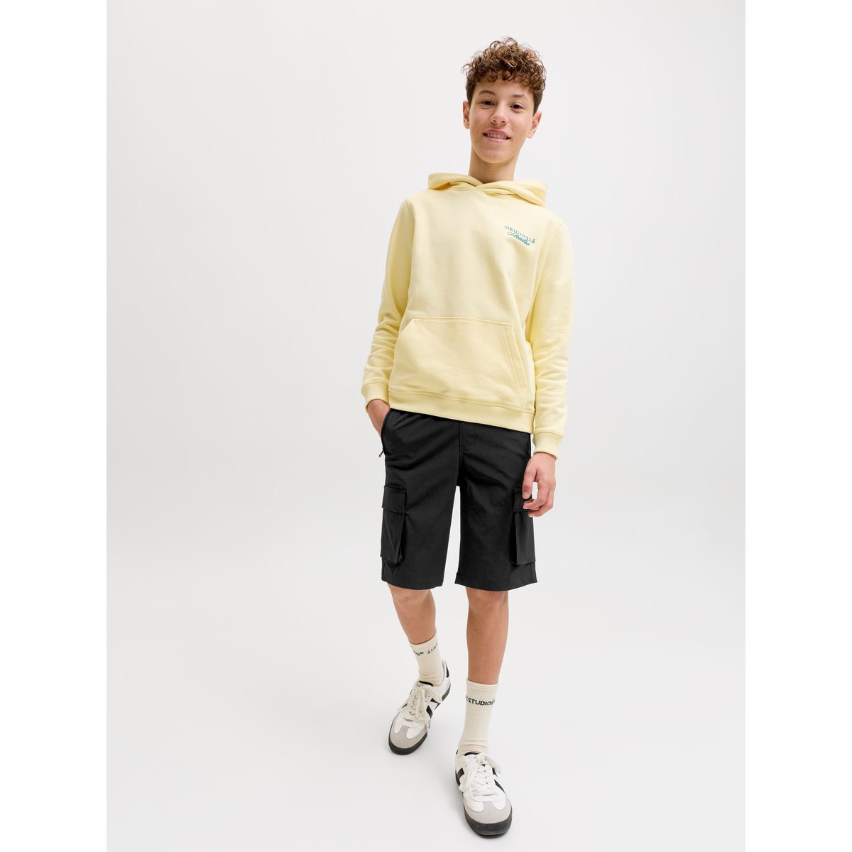 Short Cargo noire - black, JACK & JONES JUNIOR