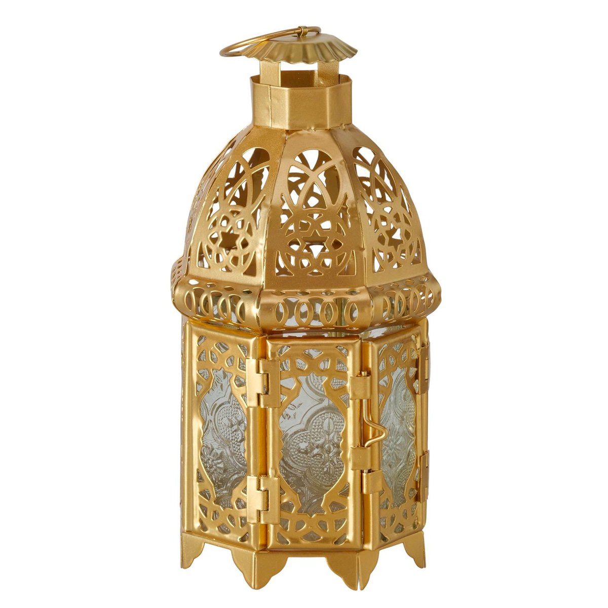 Lanterne métal doré style oriental 10x10x21cm doré, WADIGA
