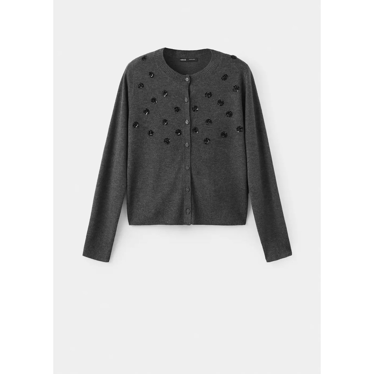 Cardigan en maille détail à sequins gris anthracite, MANGO