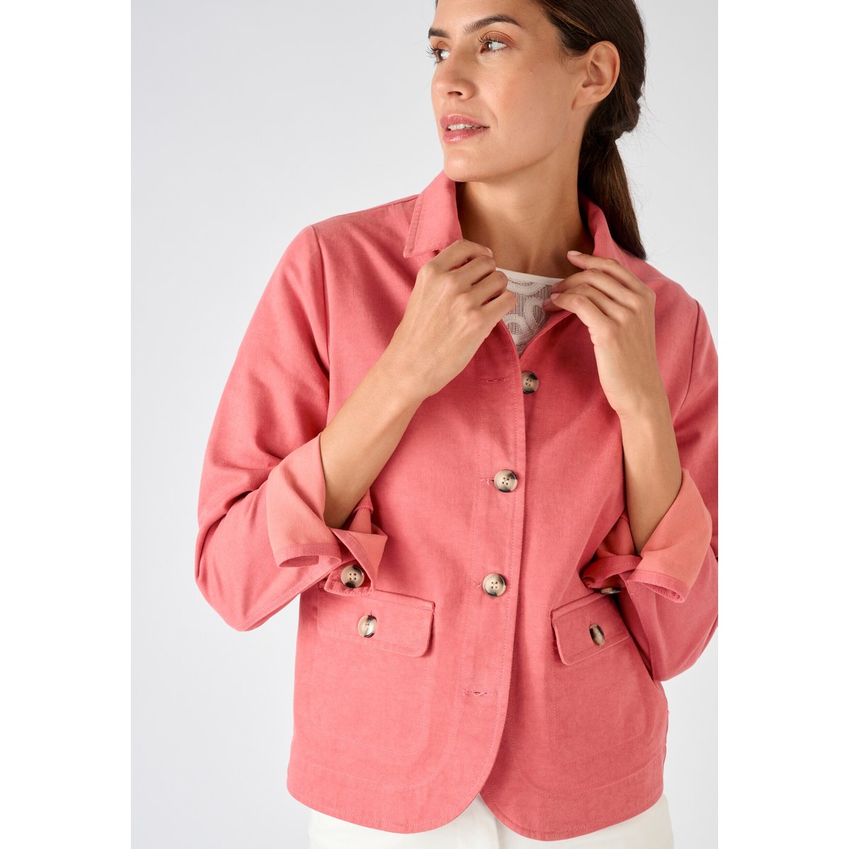 Veste mélange Lyocell Tencel(TM) et coton vieux rose, DAMART