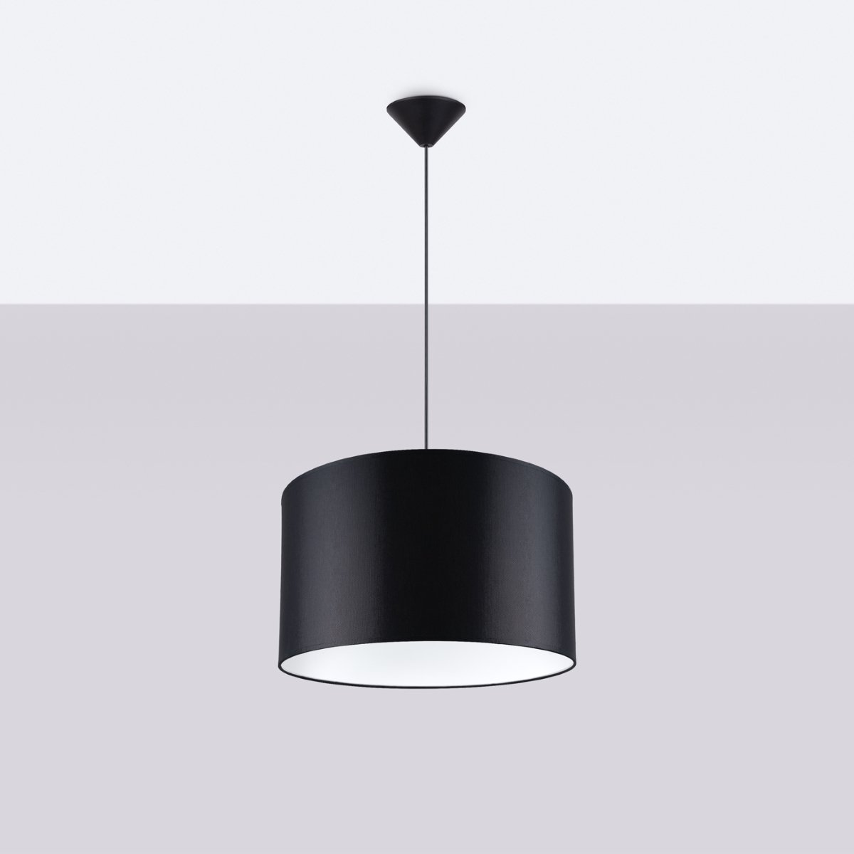 Suspension Tissu Noir E27 1 Nova 40 noir, EDEN