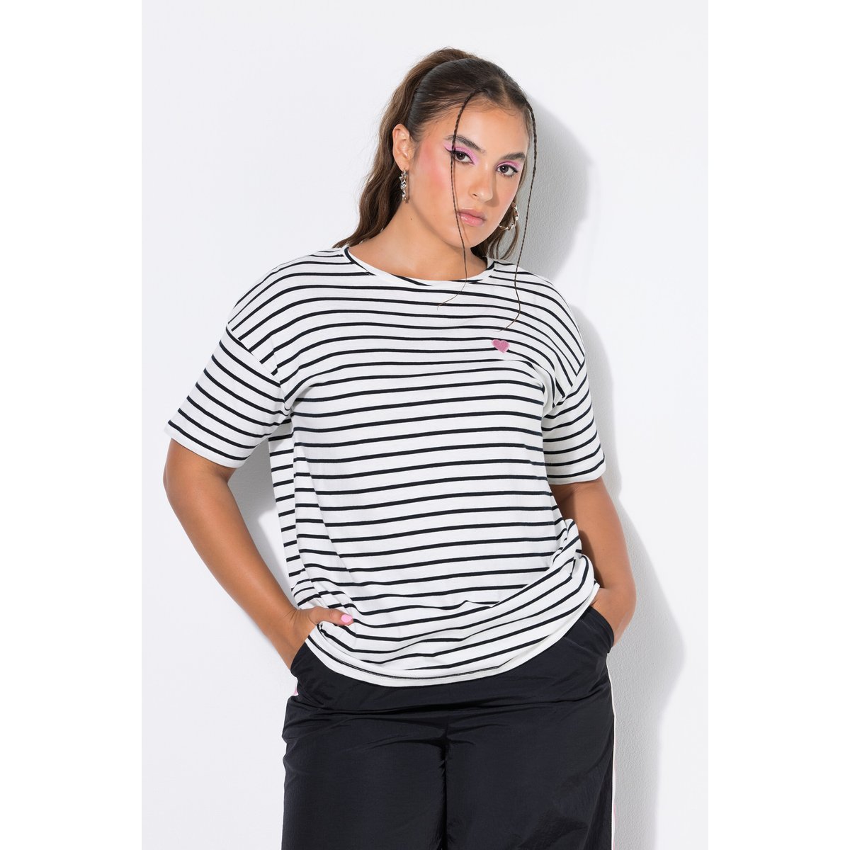 T-shirt à rayures, coupe oversize blanc cassé, STUDIO UNTOLD