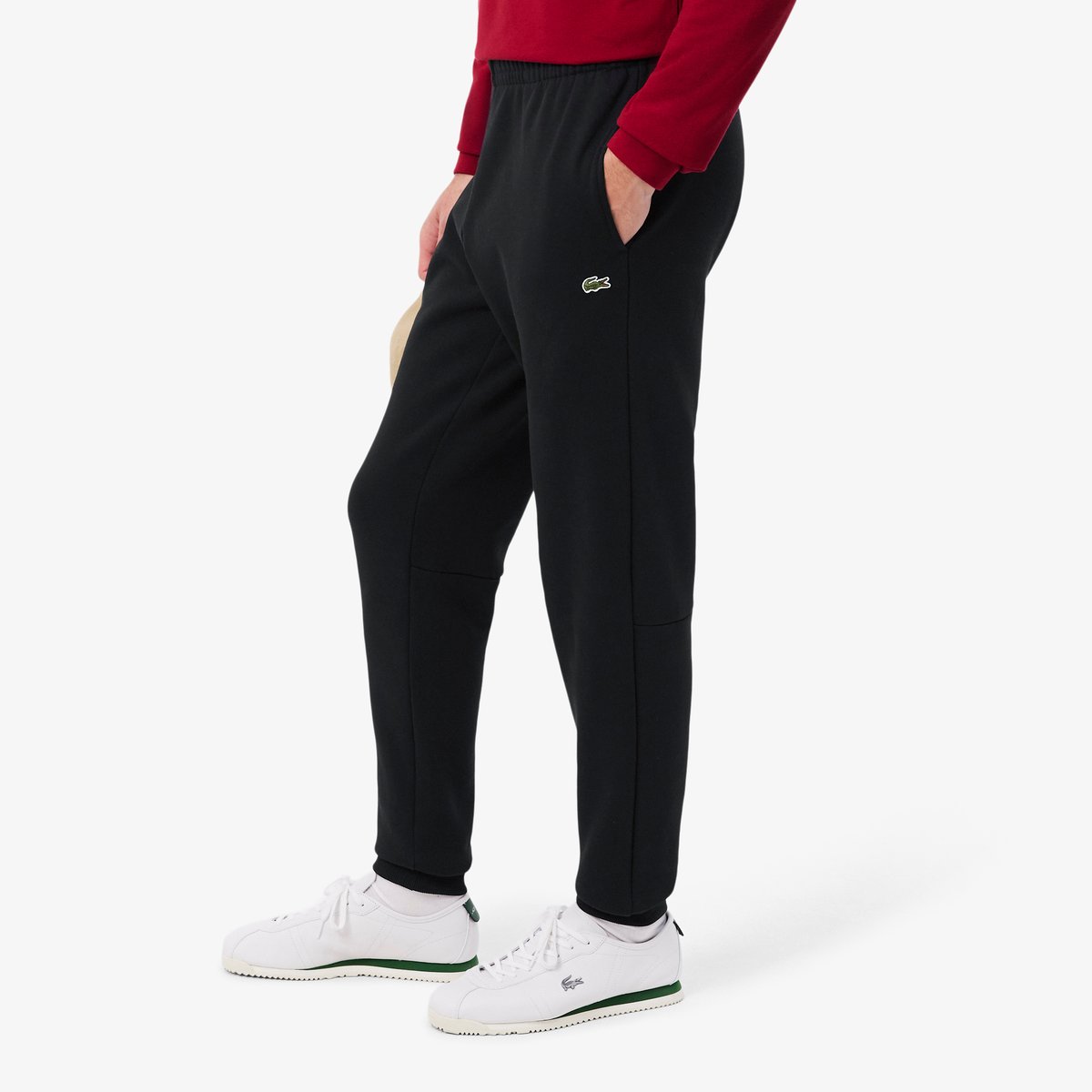 Pantalon de survêtement molleton tapered fit noir-031, LACOSTE