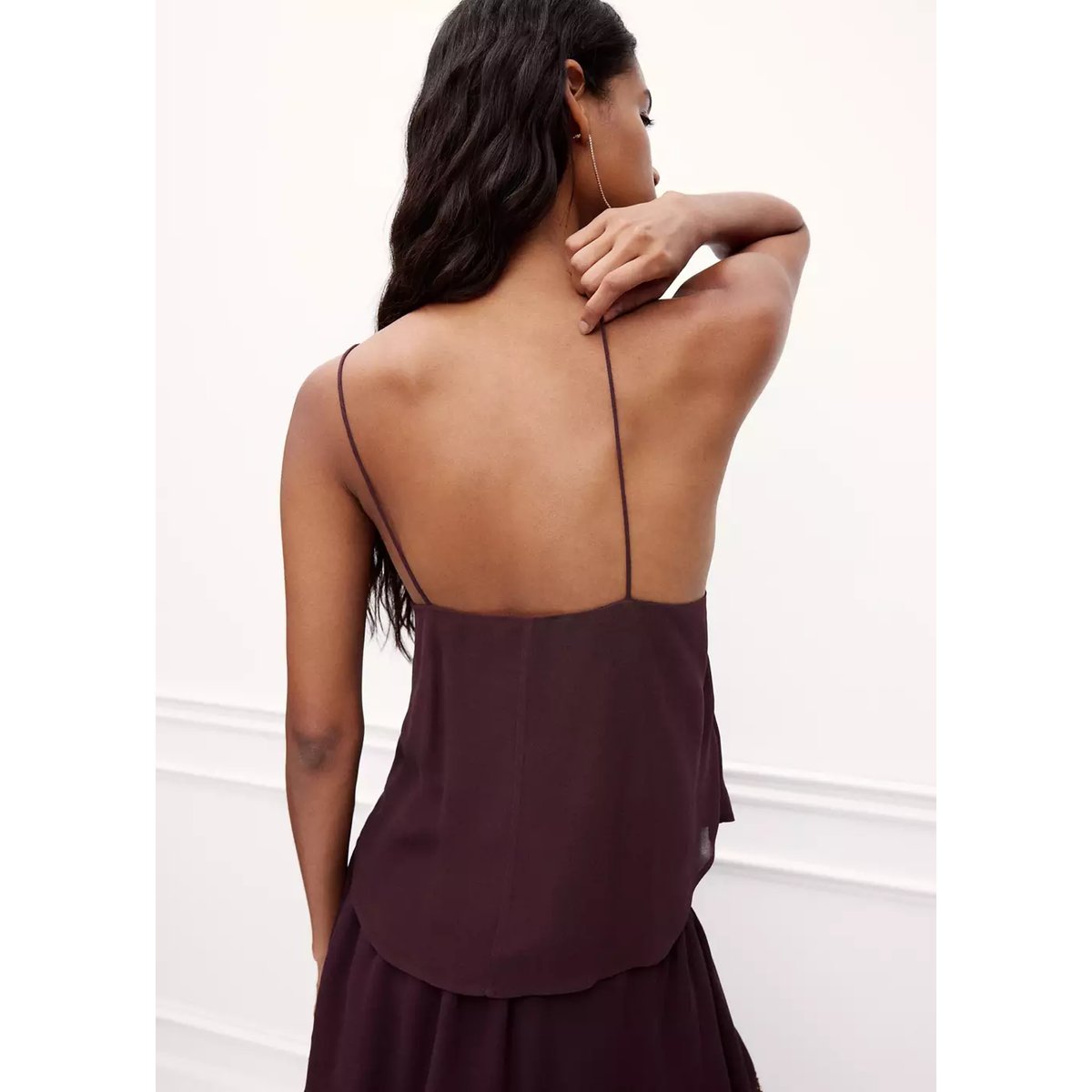 Top en mousseline brodé marron, MANGO TEEN