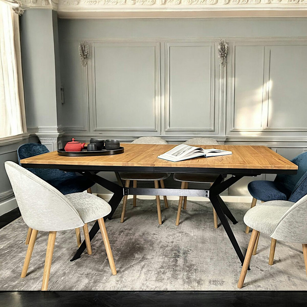 Table rectangulaire extensible en chêne huilé 220 cm PALERME bois naturel, PIER IMPORT