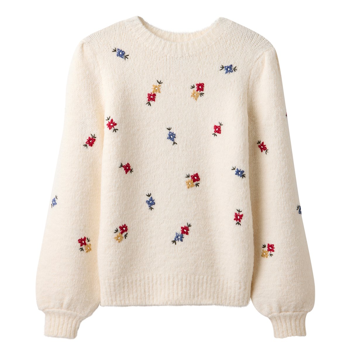 Pull Brodé à Petites Fleurs beige, JOE BROWNS