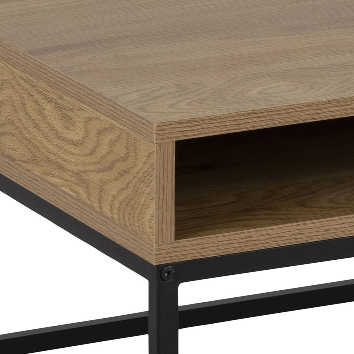Table basse carrée 2 niches de rangement ouvertes ALBERTO marron, TOILINUX