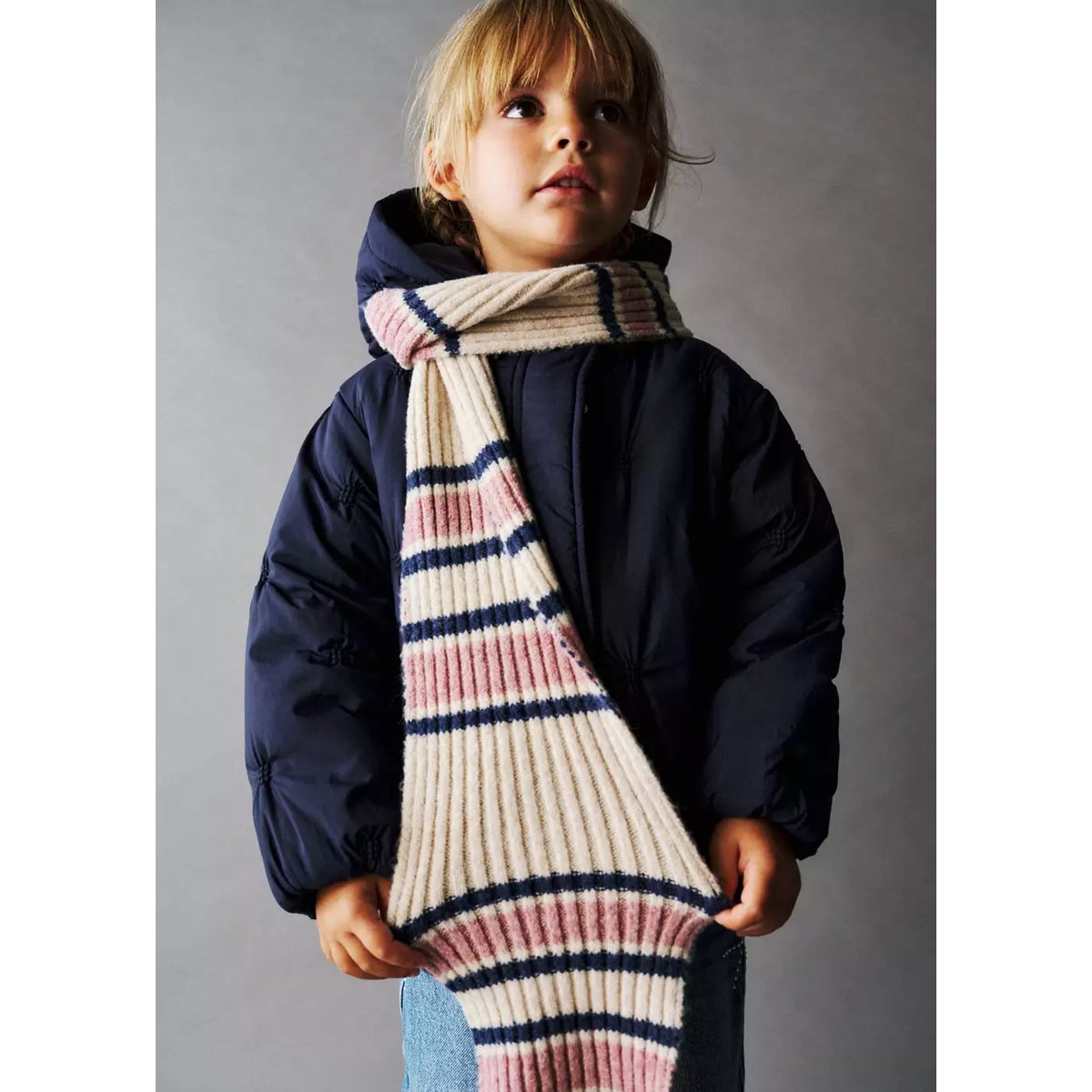 Écharpe maille rayée rose pâle, MANGO BABY