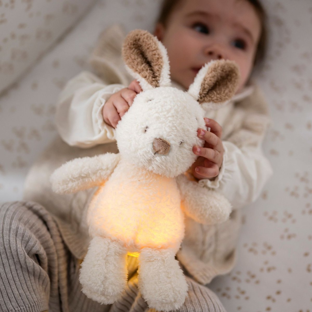 Peluche veilleuse ecru, marron, NATTOU