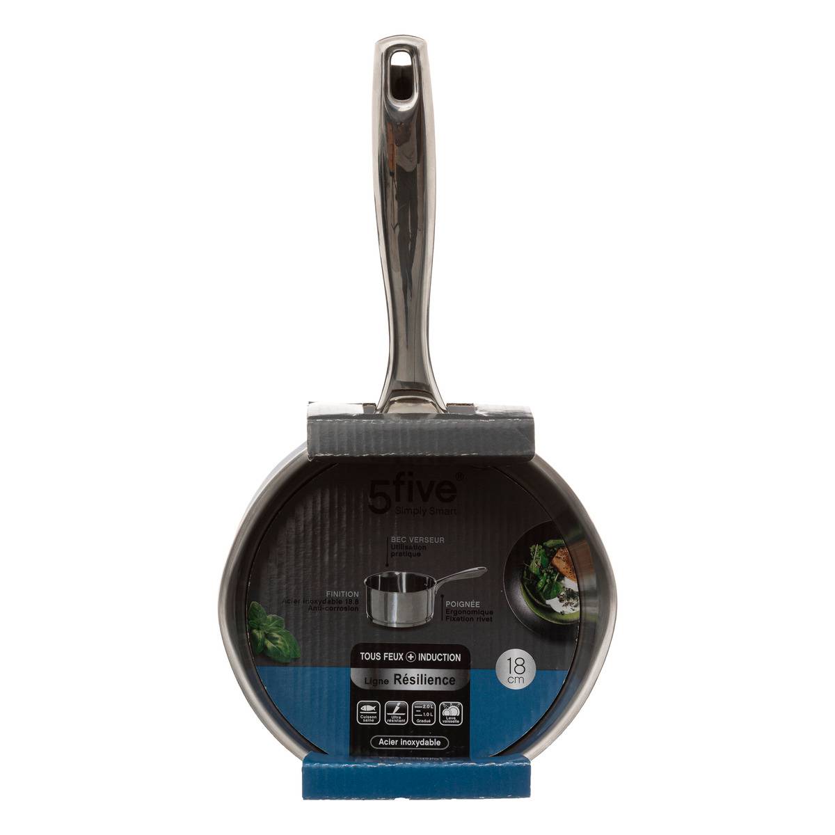 Casserole en inox 16cm avec bec verseur RESILIENCE argent, 5FIVE SIMPLY SMART