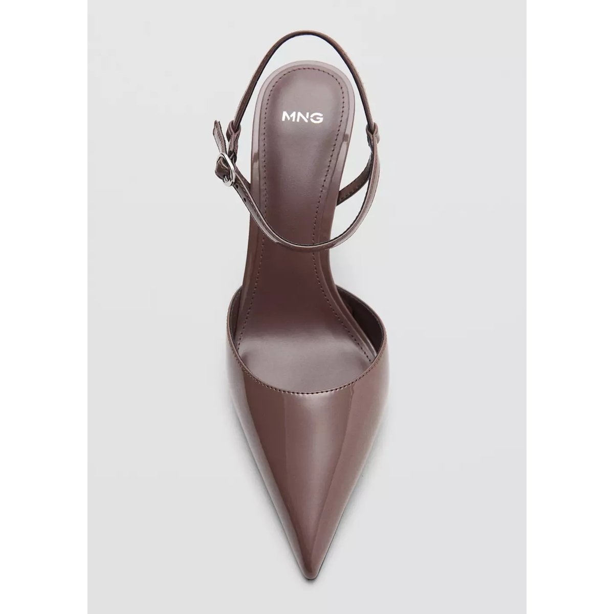Chaussures à talon en cuir vernis marron clair/pastel, MANGO