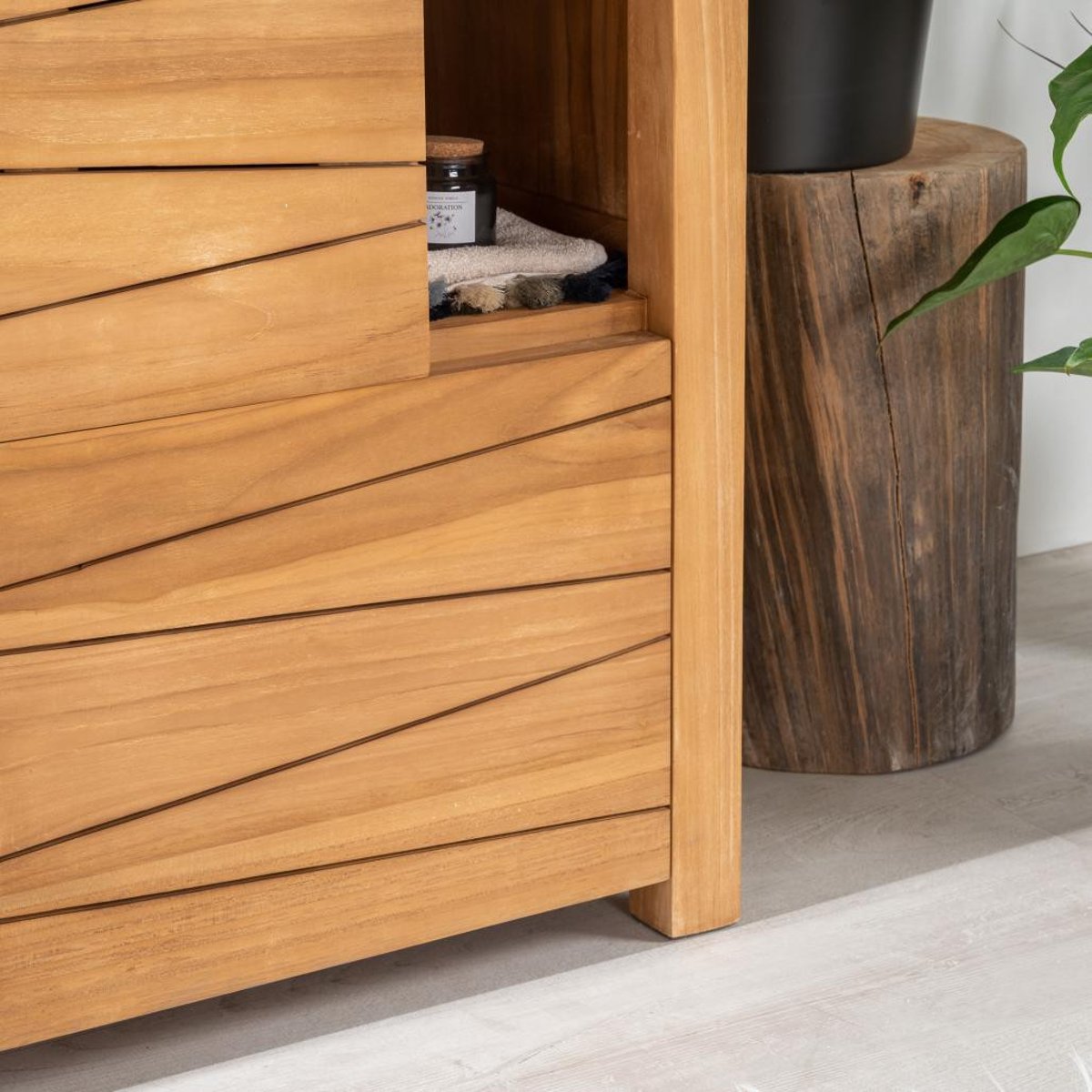 Meuble en teck massif rectangle de 70 cm COSY naturel, WANDA COLLECTION