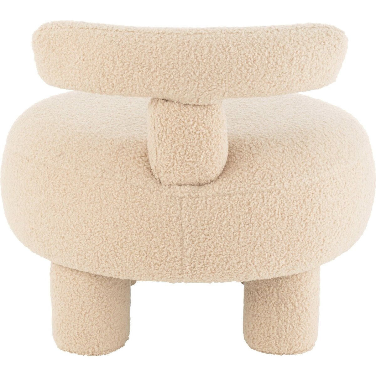 Pouf rond en coton bouclé avec dossier beige bouclé chaud, RECOLLECTION