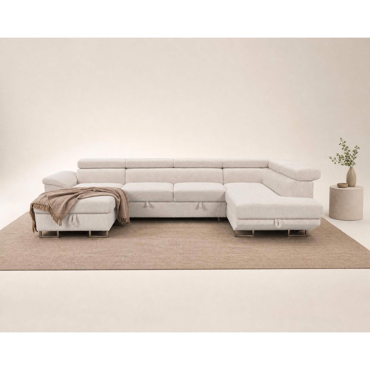 Canapé d'Angle Convertible 7 places - BAOJI beige, LISA DESIGN