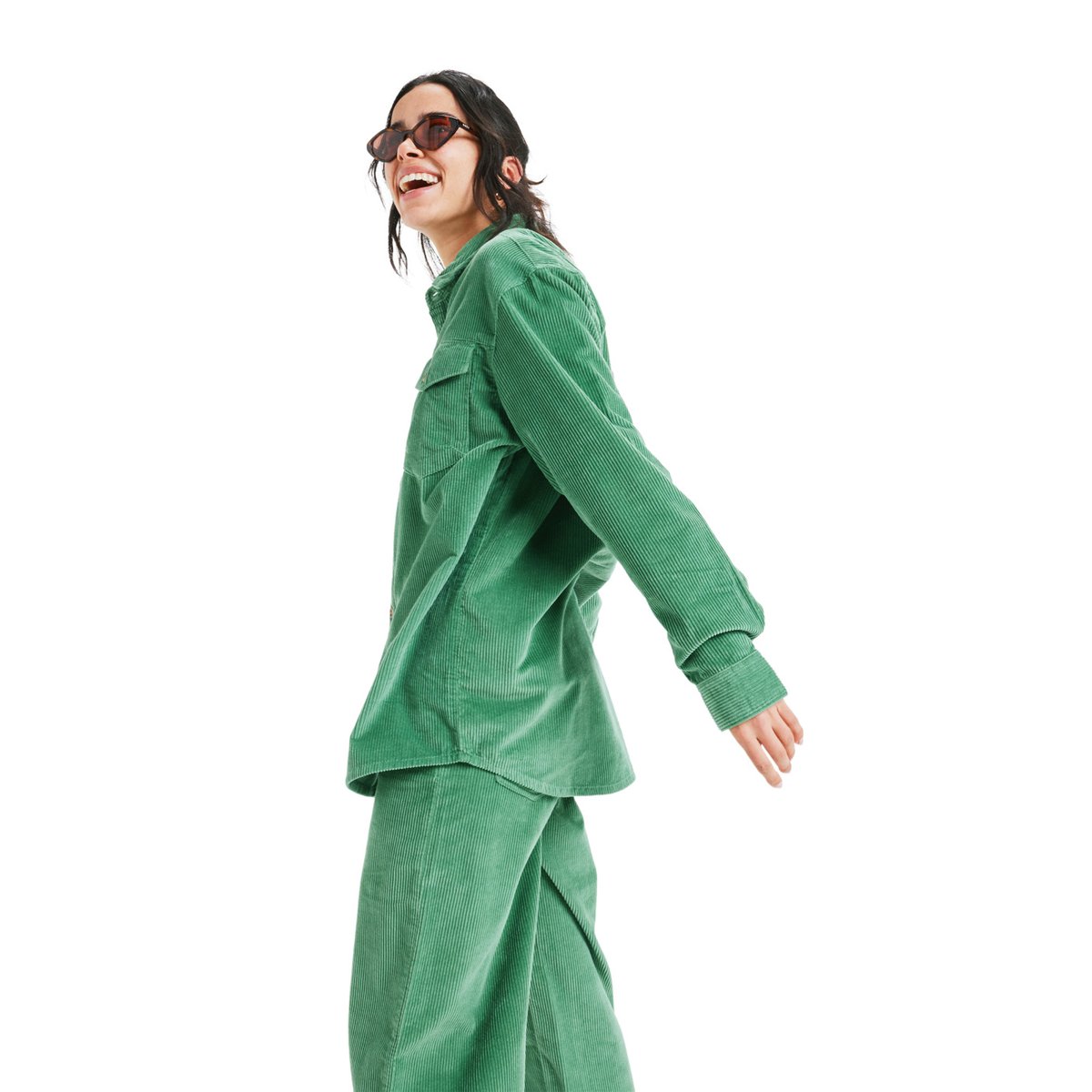 Chemise manches longues en velours côtelé LET IT GO CORD. vert deep grass green, ROXY