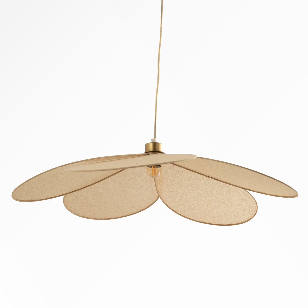 Suspension pétale en tissu et métal 75 cm - FLORA beige, MAISON PAVANE