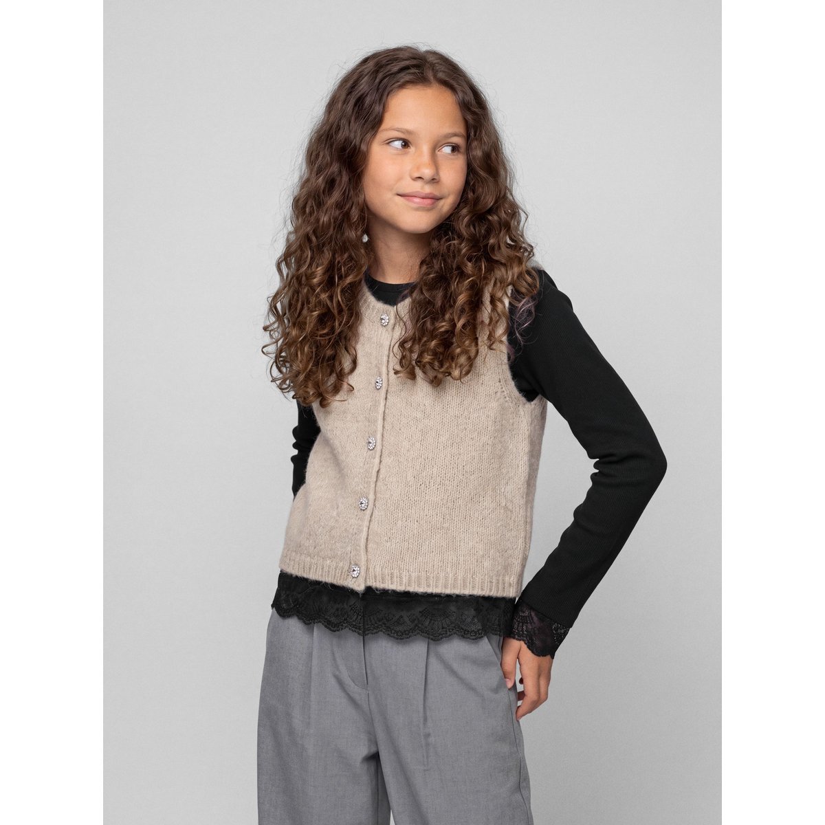Gilet Tricoté blanc - peyote melange1, NAME IT