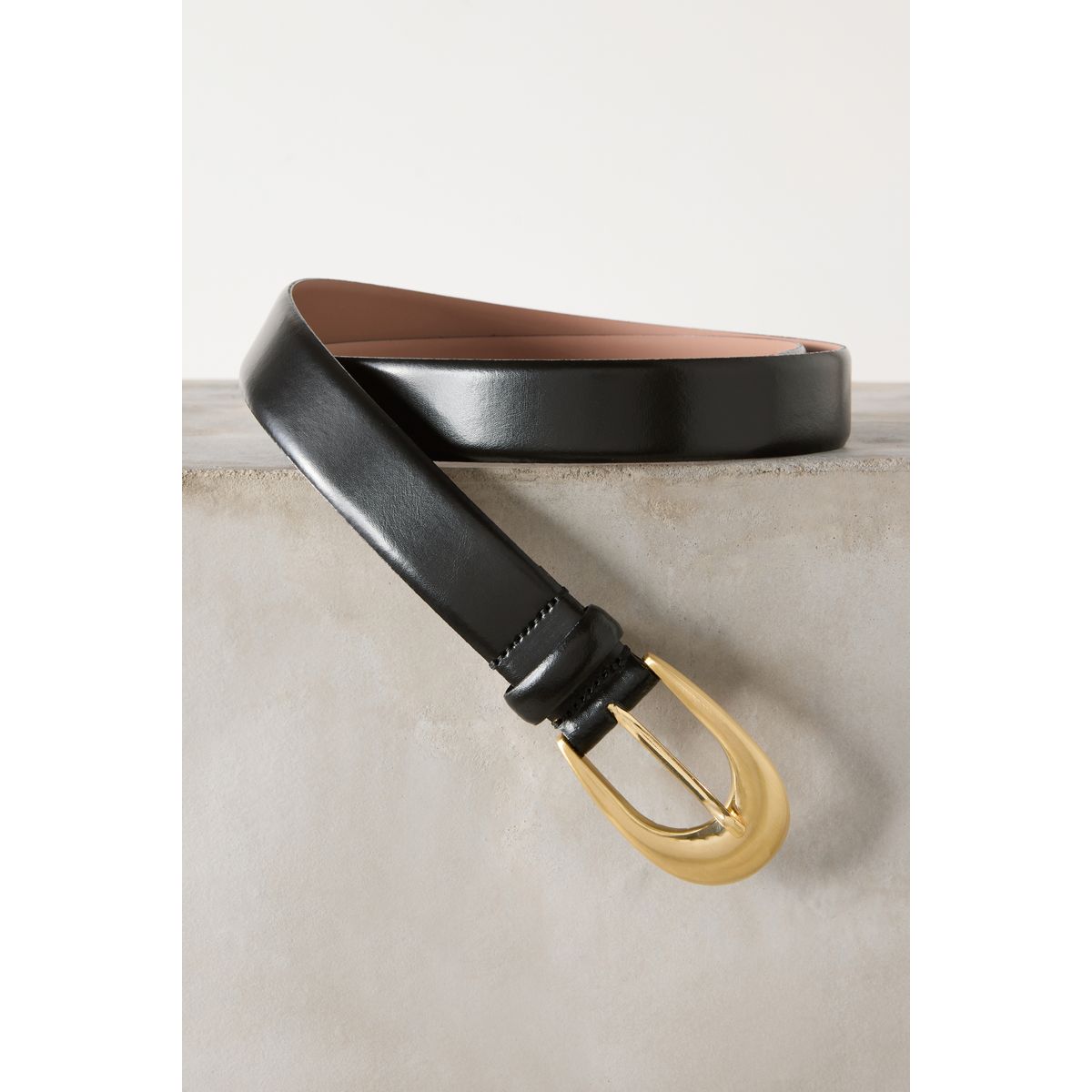 Ceinture en cuir à boucle fabriquée italie noir, NEXT