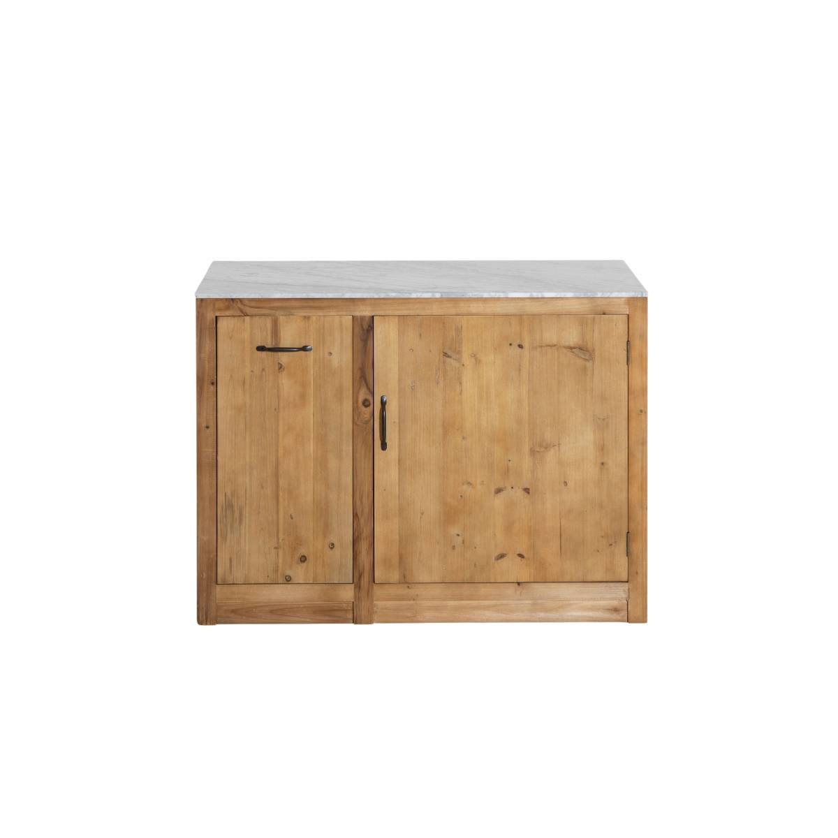 Meuble bas de cuisine en bois recyclé EPURE bois clair, MADE IN MEUBLES