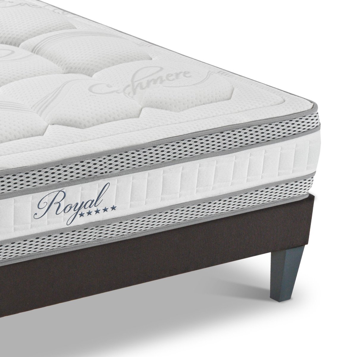 Pack Prêt à dormir ROYAL 5*Matelas Mémoire de forme + Sommier + Accessoires blanc, HYPSOM