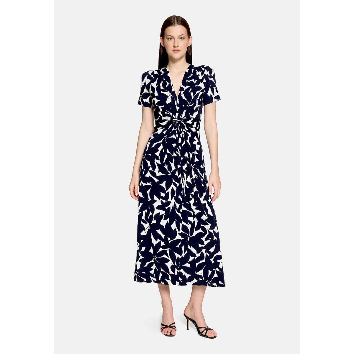 Robe longueur midi à fronce bleu/blanc, BETTY BARCLAY
