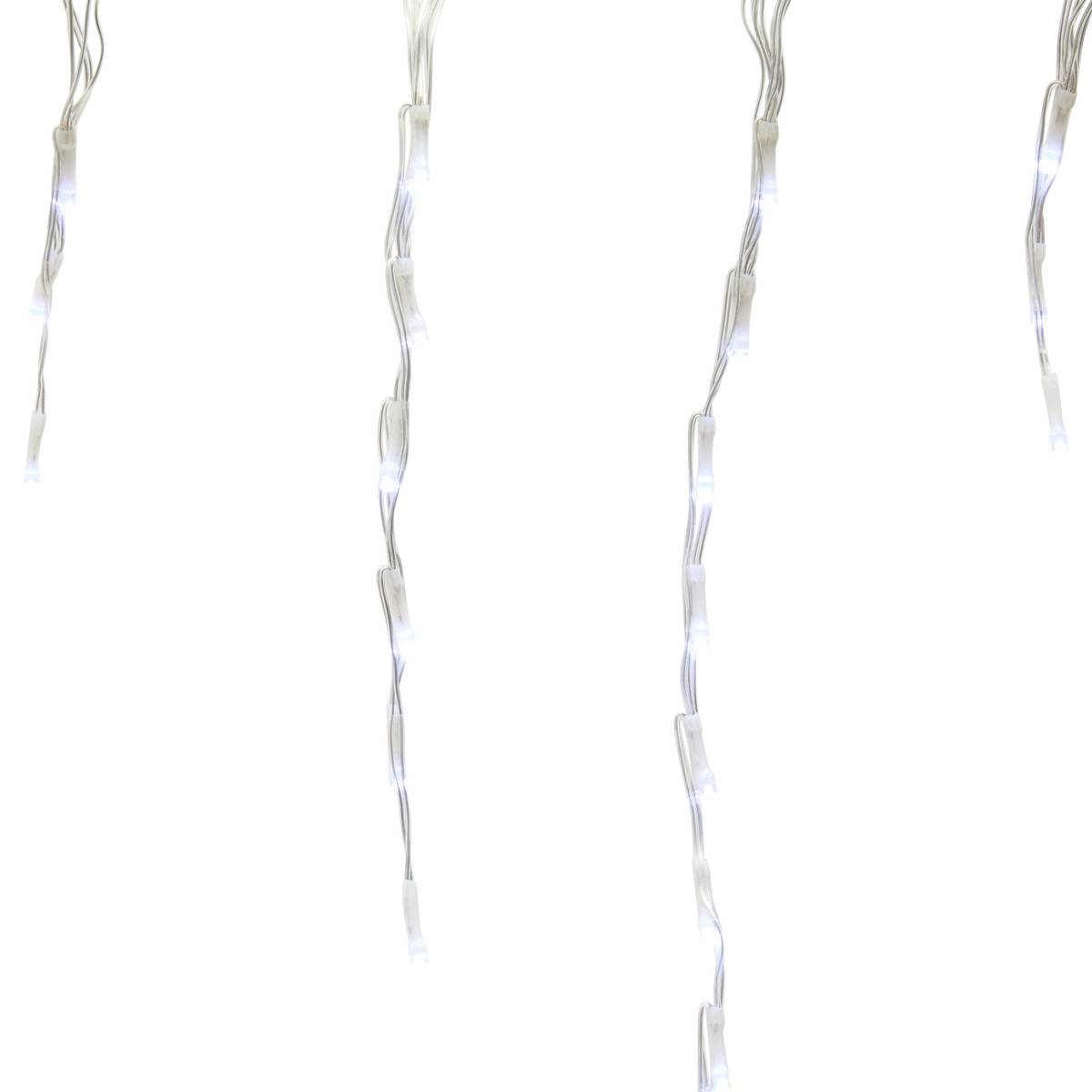 Rideau lumineux stalactite d'extérieur 5 m 300 LED blanc chaud à effets avec minuteur sur secteur transparent, FEERIC LIGHTS & CHRISTMAS