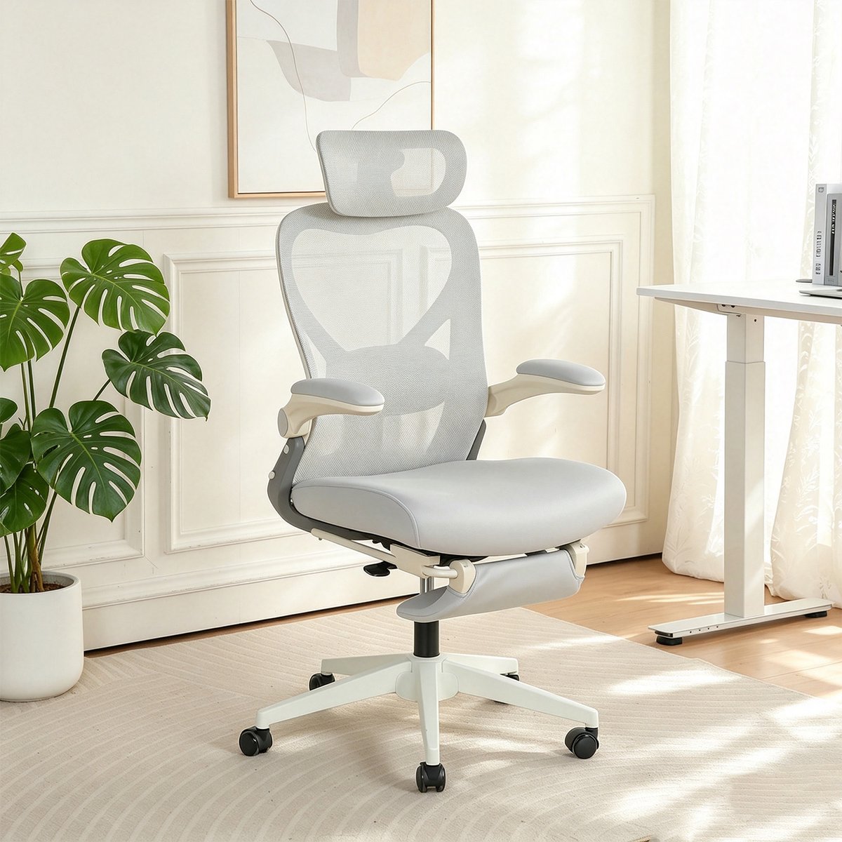 Fauteuil de bureau ergonomique en maille, VONGER gris, MEUBLES COSY