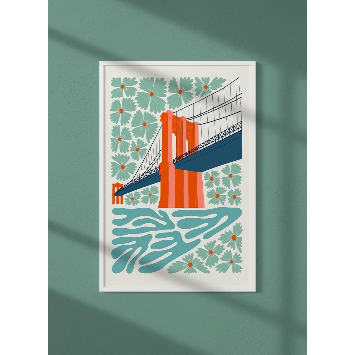 Affiche New York Brooklyn Bridge blanc, L'AFFICHERIE