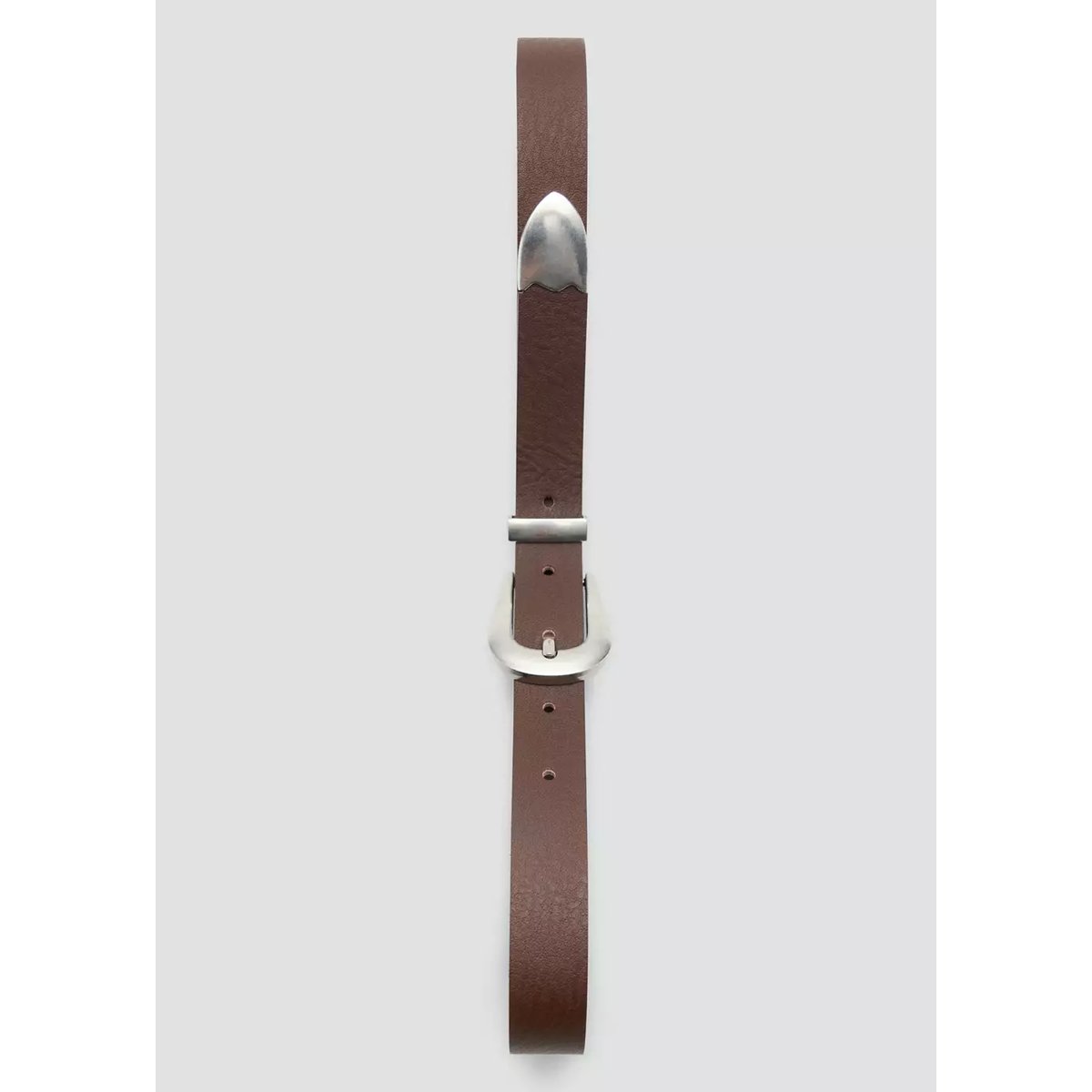 Ceinture en cuir détail métallique chocolat, MANGO