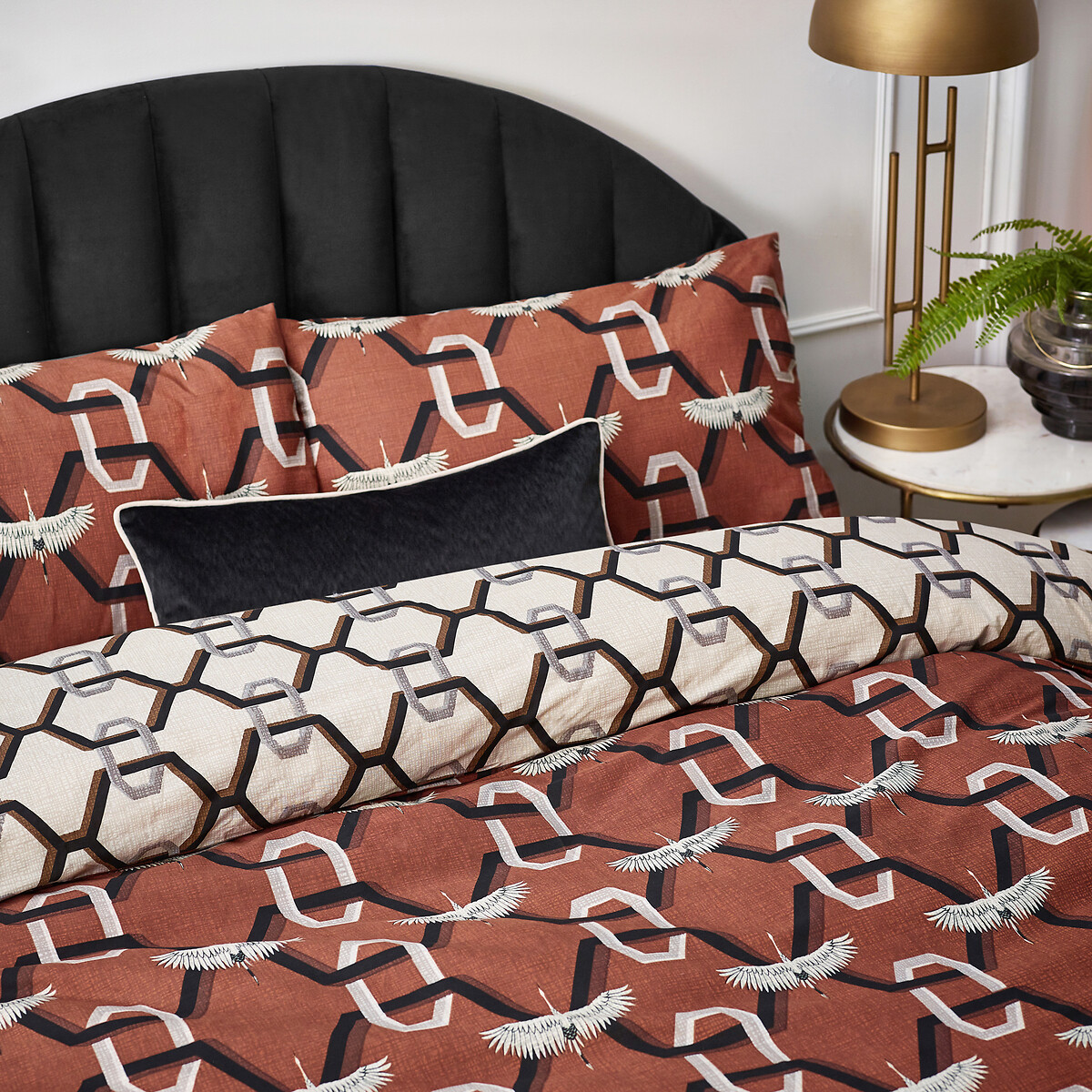 Avalon Cotton Blend Duvet Cover and Pillowcase Set terracotta, FURN.