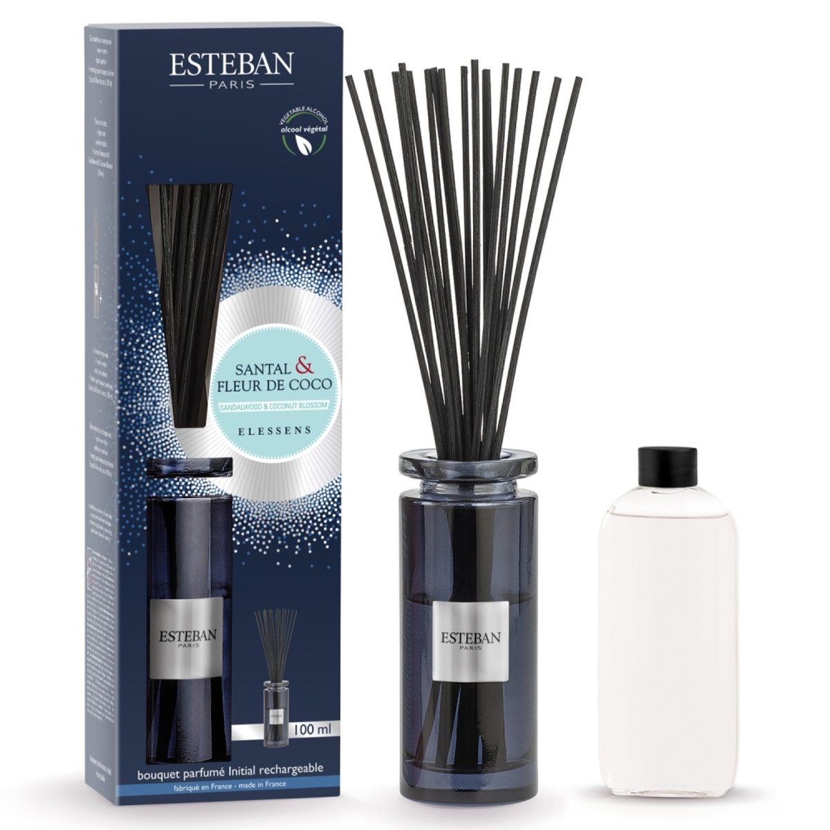 Parfum d'intérieur - Bouquet initial santal et fleur coco 100 ml bleu, ESTEBAN