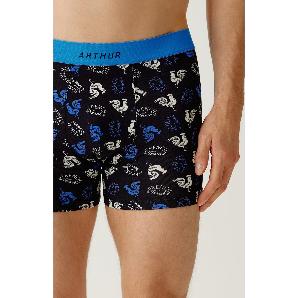 Boxer en coton, imprimé coq noir, ARTHUR