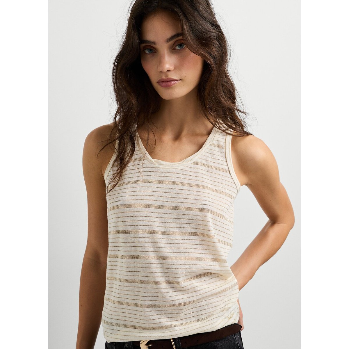 Débardeur rayé ecru, PEPE JEANS