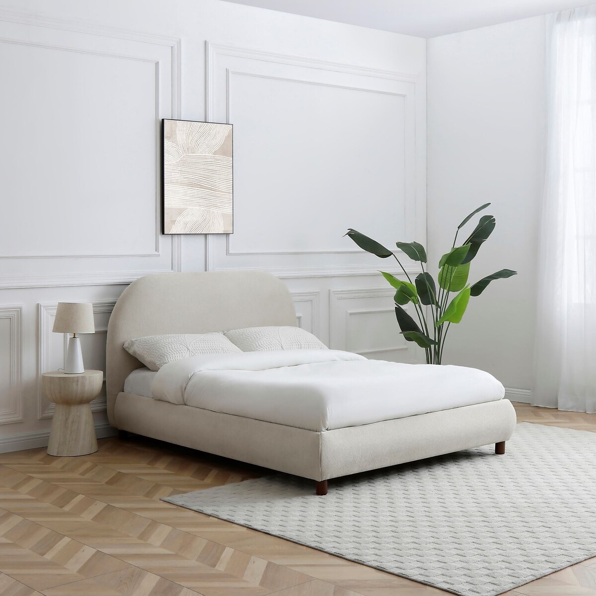 Noelle Boucle Upholstered Bed natural, SO'HOME