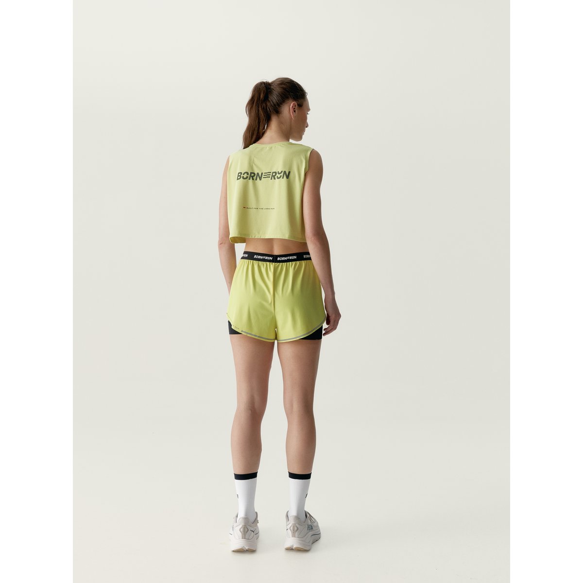 T-shirt de sport femme Nyx Sans manches détails réfléchissants jaune citron, BORN