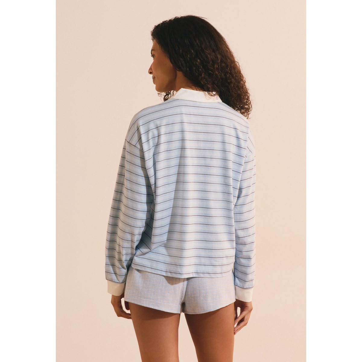T-shirt manches longues à rayures en coton REMI bleu, ETAM