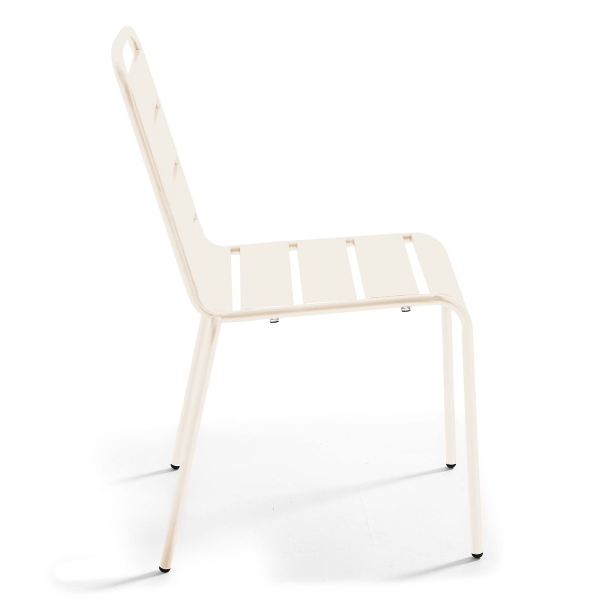 Ensemble table inclinable en HPL et 2 chaises en métal taupe chaise ivoire, OVIALA