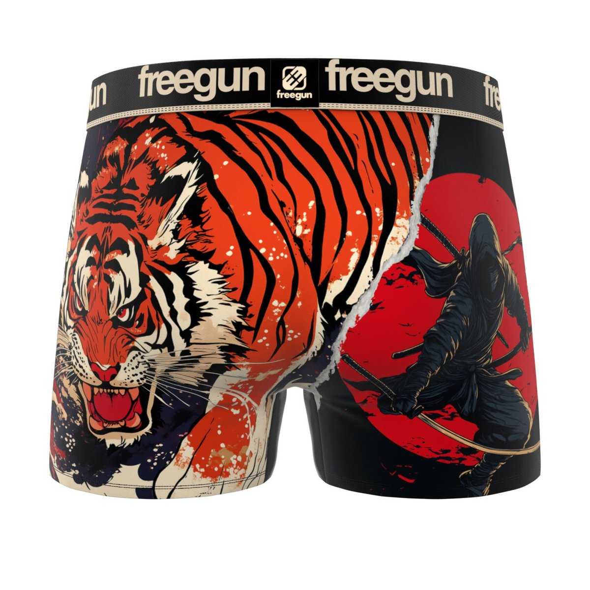 Lot De 5 Boxers Microfibre rouge/orange/jaune/beige/bleu/blanc, FREEGUN