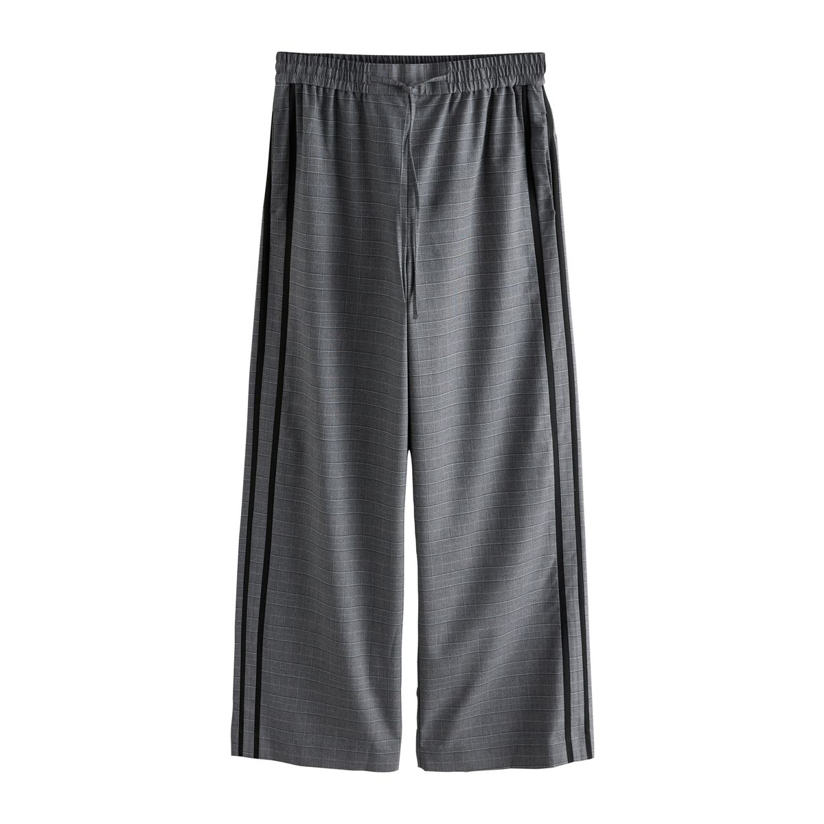 Pantalon large à rayures latérales noir/gris à carreaux, NEXT