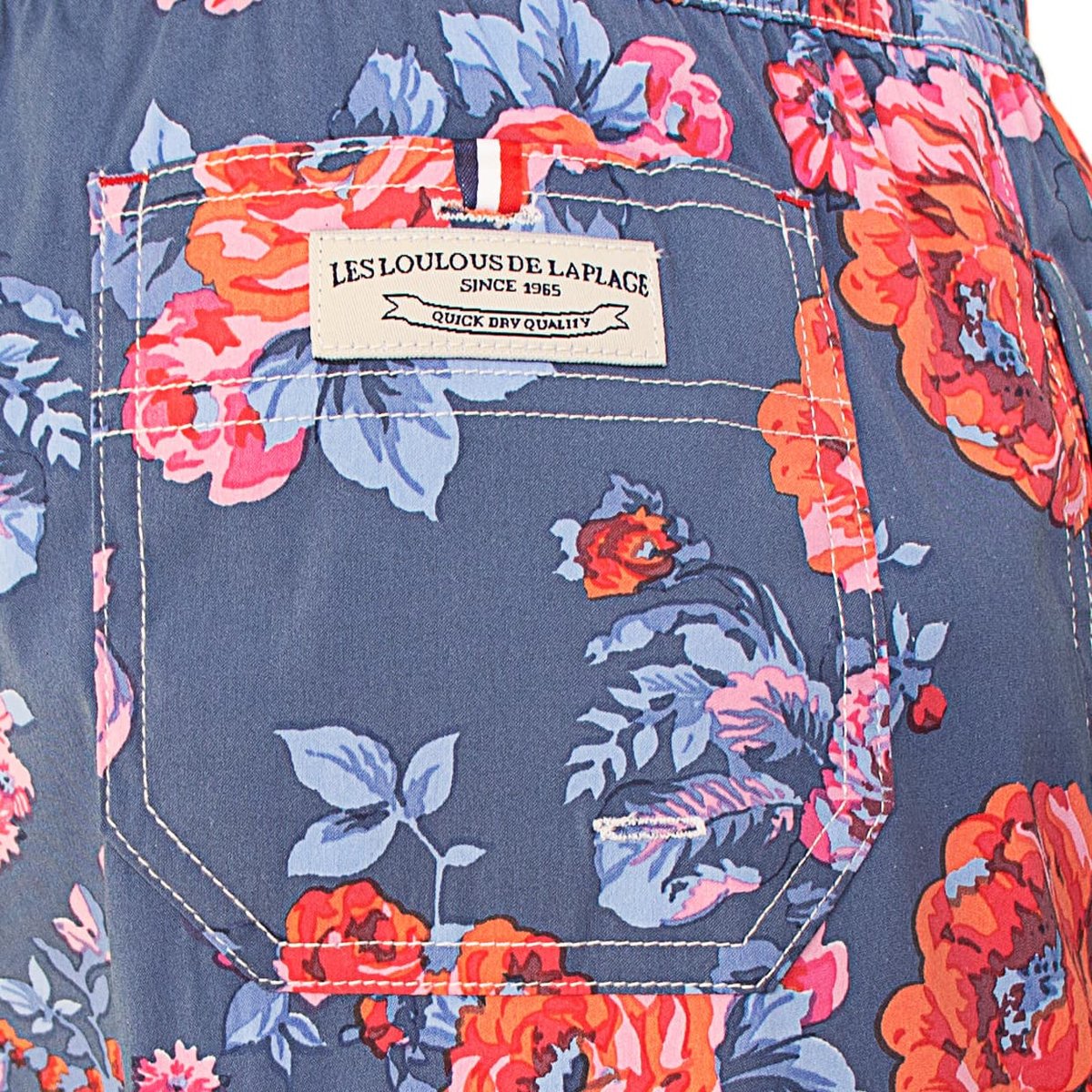 Short de bain MONTAUK 736 Pink flowers bleu, LES LOULOUS DE LA PLAGE