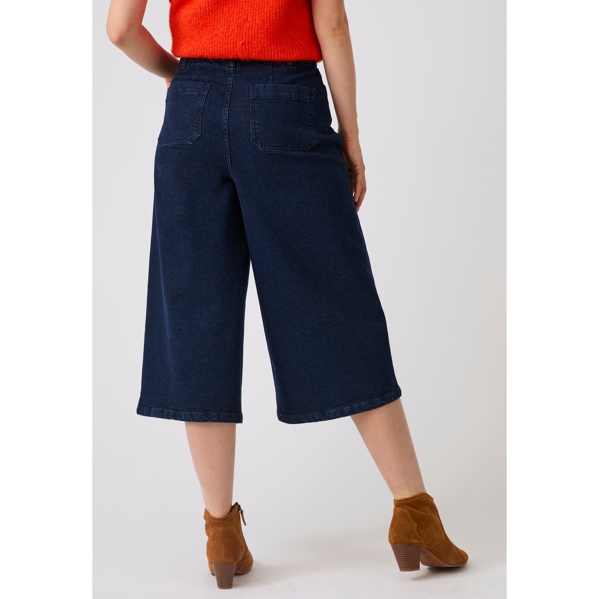 Jupe-culotte denim évasée bleu denim foncé, DAMART