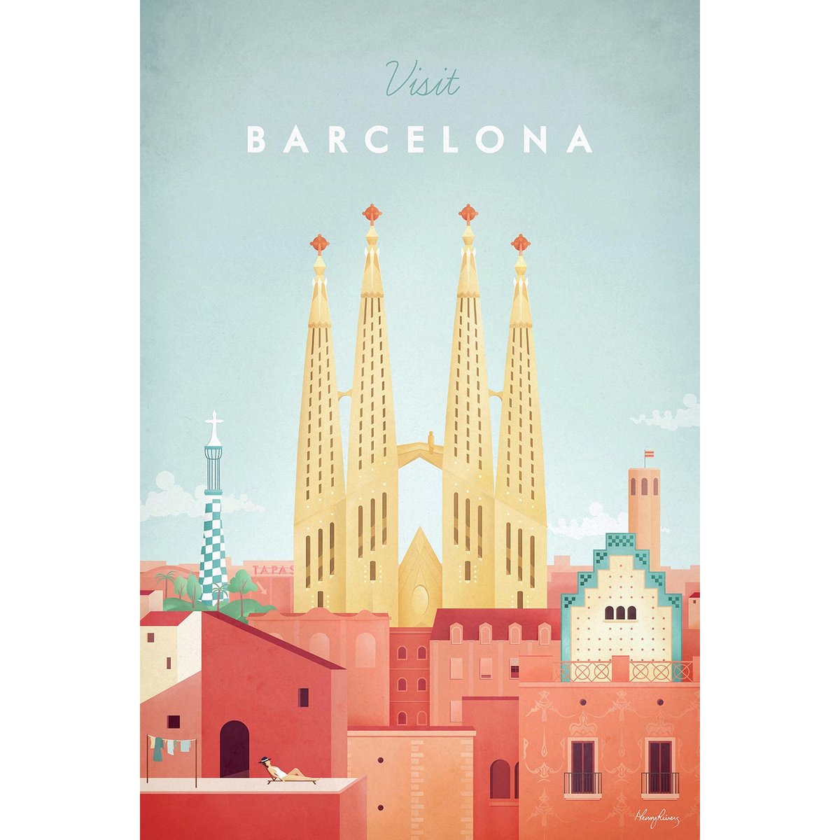 Tableau architecture barcelona vintage toile imprimée, HEXOA