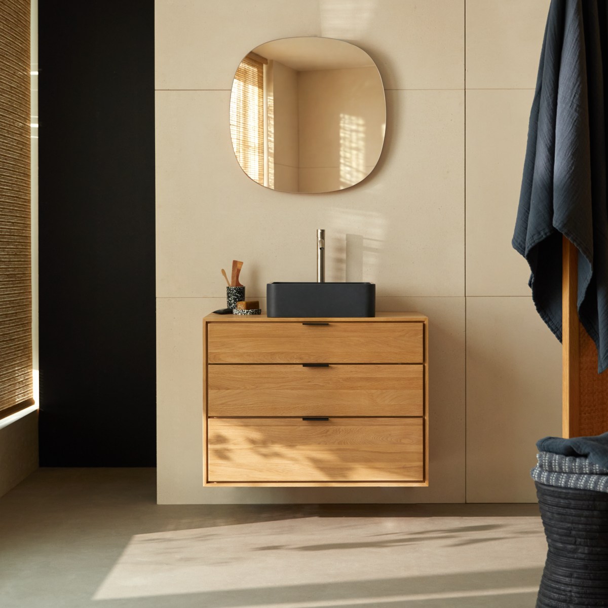 Meuble Salle De Bain en Chêne massif, SENSON naturel, TIKAMOON