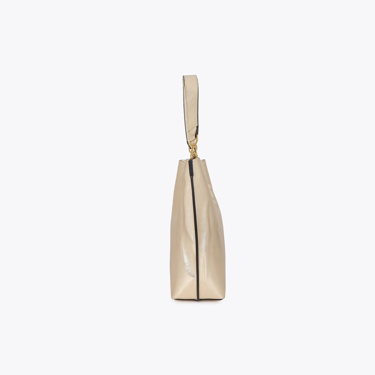 Sac seau à logo métallique léopard champagne, LOLA CASADEMUNT